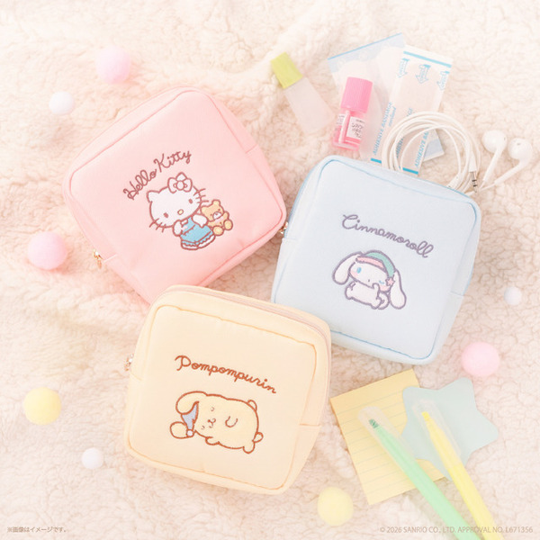 【当時物】平成レトロ キティ 4点セット ミラー ハンカチ ケース サンリオ サンリオ」キティやクロミ、ポチャッコらが小物入れにピッタリな