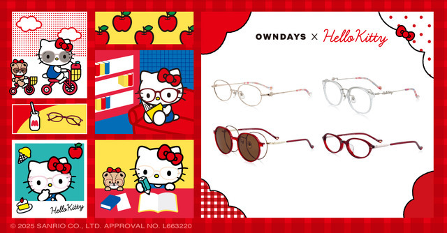OWNDAYS × Hello Kitty 上段左：SR1009G-5A C1、上段右：SR2007X-5A C1、下段左：SR1010X-5A C1、下段右：SR2008X-5A C1