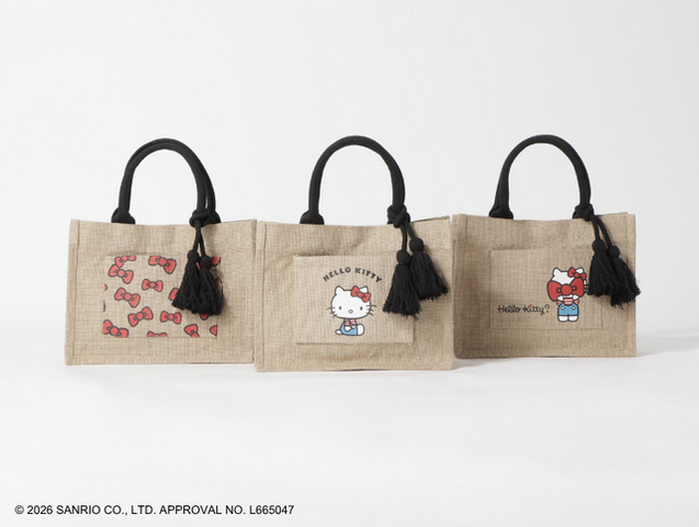 ハローキティ × grove「ジュートタッセルトート」全3種