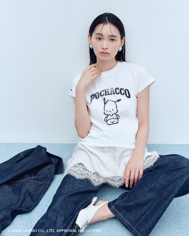 【ポチャッコ】カレッジプリントコンパクトTシャツ