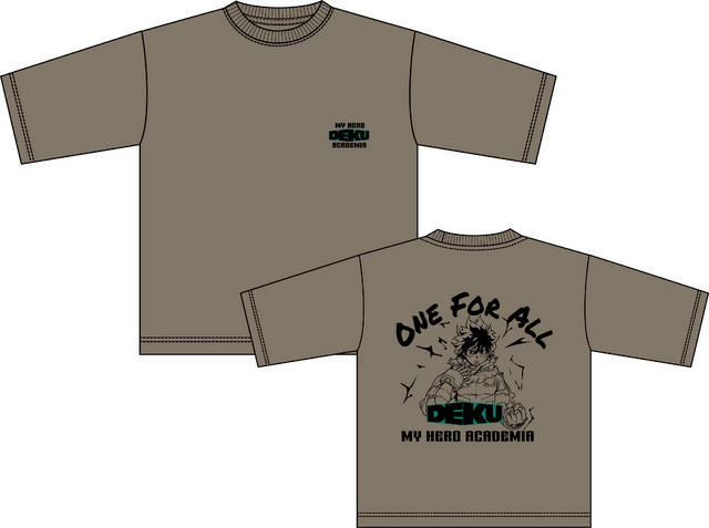 アニメ『僕のヒーローアカデミア』ワークマン限定アイテム　「半袖Tシャツ」カラー：グレーベージュ（緑谷出久）