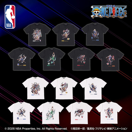 ワンピース」ルフィ、サボ、シャンクスがNBA選手に!? コラボTシャツ