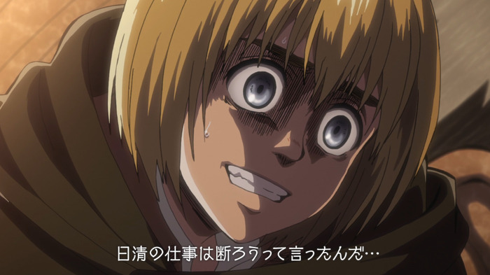 調査兵団の元に突如現れる 珍種謎肉 とは Tvアニメ 進撃の巨人 カップヌードルの謎肉 公式コラ動画 進撃の謎肉 Web限定公開 15枚目の写真 画像 超 アニメディア