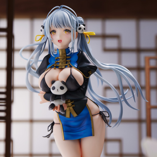 煎茶イラスト ぱんだちゃん （チャイナドレス）完成品フィギュア 豊満なバスト、胸に埋もれたパンダまで完全再現！ イラストレーター
