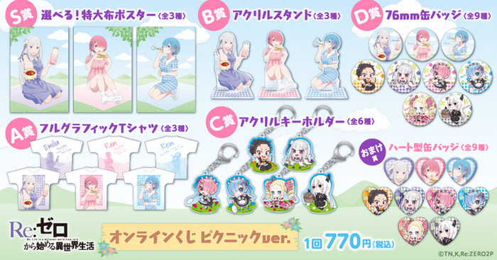 リゼロ」エミリア、ラム、レムと楽しくピクニック♪ 特大布ポスター 