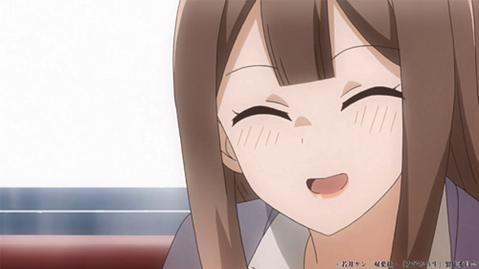 落としたガムが女子高生の太ももに Tvアニメ 女子かう生 第3話のあらすじ 先行カットが到着 3枚目の写真 画像 超 アニメディア