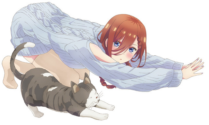 五等分の花嫁」三玖がネコと伸び～＆うさ耳パーカーが可愛すぎる