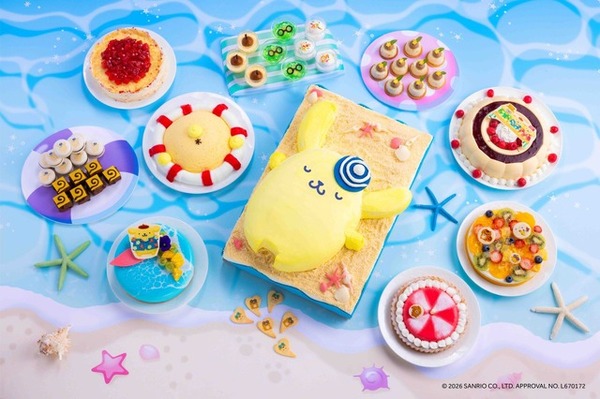 ポムポムプリンのスイーツビュッフェ開催！夏のビーチでのんびり過ごす