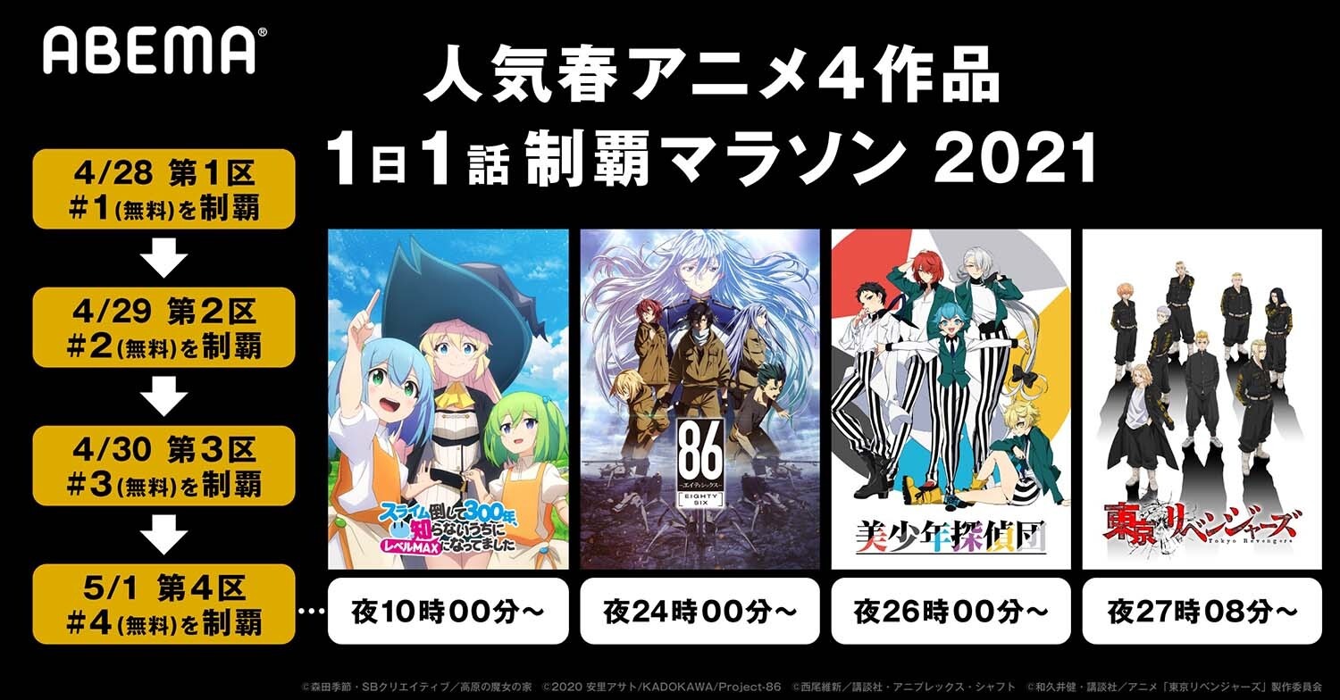 スライム倒して300年 など4作品を毎日無料配信 Abemaで 1日1話制覇マラソン 21 開催 超 アニメディア
