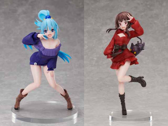 ★*★様 このすば めぐみん アクア ダクネス フィギュア ビジュアルボード このすば!3」アクア&めぐみん、“大胆露出ニット姿”で