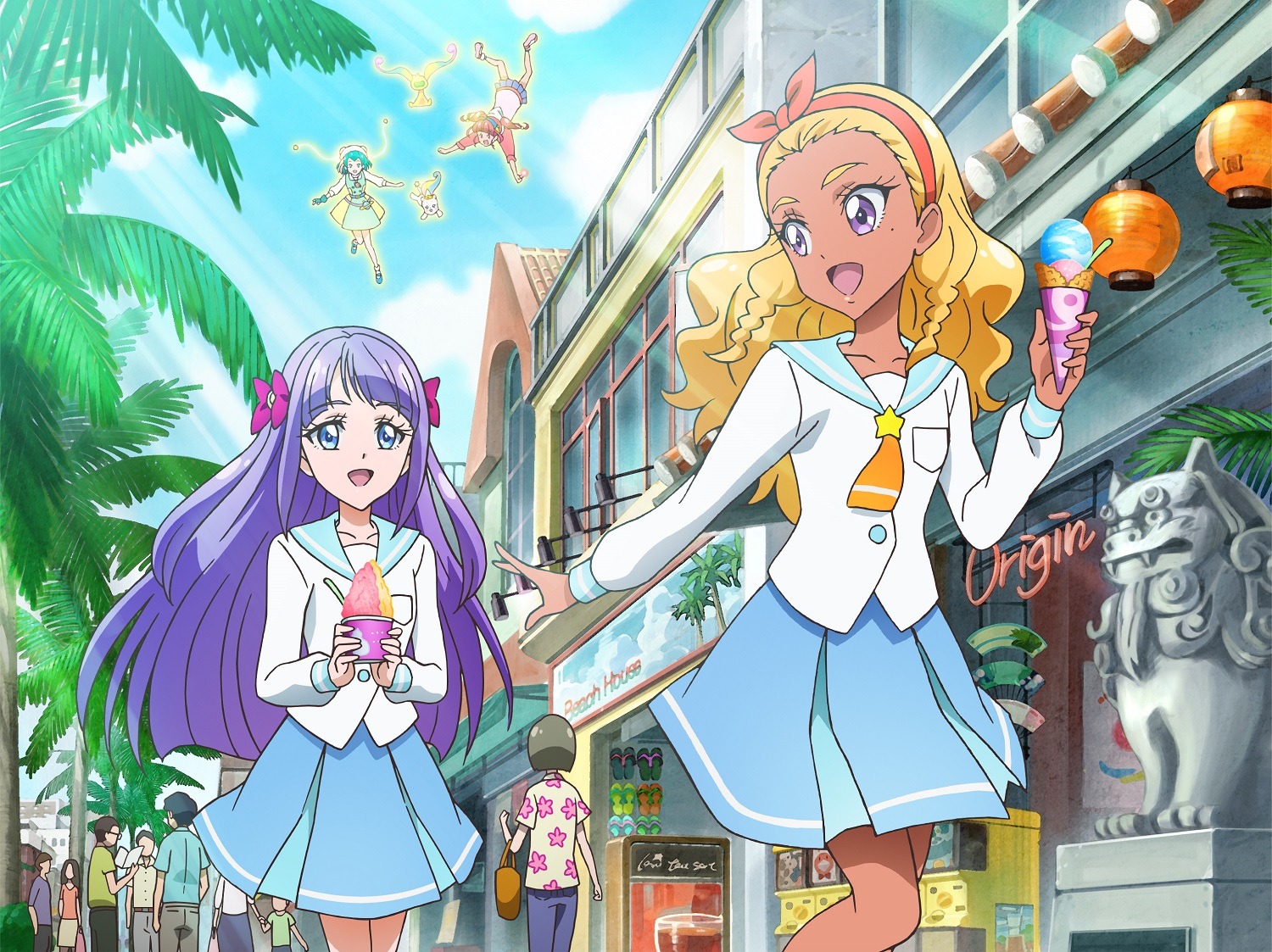 沖縄国際通りで修学旅行を満喫 映画スター トゥインクルプリキュア 新スチール到着 超 アニメディア