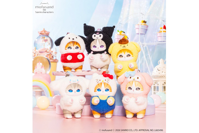 にゃんて可愛さ…！「mofusand」のにゃんこたちが“サンリオ”キャラの着ぐるみ姿に♪ 全6種のアクセぬい登場 画像