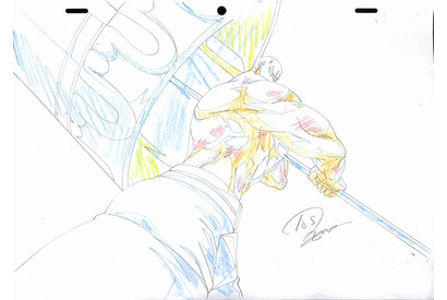 槍を振りかぶるコンラッド！ – 『ラディアン』第14話の原画を公開! 画像