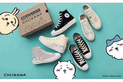 「ちいかわ」×コンバースコラボ第2弾♪ ハチワレ、うさぎの様子がいつもと違う…？左右のデザインにも注目！ 画像