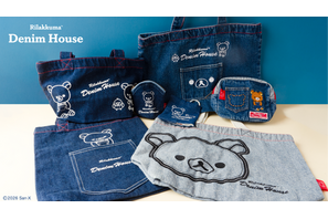 「リラックマ」「すみっコぐらし」からデニム生地のアイテムが登場♪ バッグやポーチ、ブックカバーも！ノベルティにはスリムミニポーチ！ 画像