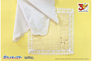 ピカチュウの刺繍ワンポイントが可愛い♪ 上品レースのハンカチが登場！ 26年4月中旬販売 画像