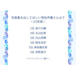 写真集を出してほしい男性声優さんは？＜25年版＞アンケート結果1位～5位