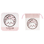 ガーゼハンドタオル、ほどよいサイズの巾着