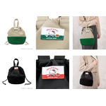 ハローキティのタグが映える、異素材ミックスのボア巾着バッグ