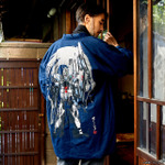 STRICT-G JAPAN 宮田織物『機動戦士ガンダム 逆襲のシャア』半纏 vガンダム(ネイビー) 着用イメージ