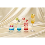 (左から)江戸川コナン レモン・ホワイトウォーター、工藤新一 アップル&ライムモヒート、毛利蘭 ストロベリーソーダ、鈴木園子 オレンジ&マンゴーソーダ