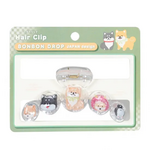 和柄　ボンボンドロップヘアクリップ（5列）　柴犬