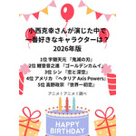 [小西克幸さんが演じた中で一番好きなキャラクターは？ 2026年版]第1位～第5位