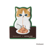 『mofusand』×珈琲館　全6種の「レザー風ステッカー」は 2,500 円（税込）以上のレシートで1個交換できる