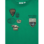 GU「KIDSグラフィックT JURASSIC WORLD」カラー: 55 GREEN 前面アップ