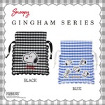粧美堂【PEANUTS】スヌーピー ギンガムチェックシリーズ 「巾着 <BLACK / BLUE>」