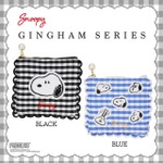 粧美堂【PEANUTS】スヌーピー ギンガムチェックシリーズ 　「ミニポーチ ＜BLACK / BLUE＞」