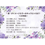 “紫”がイメージカラーのキャラといえば?アンケート結果1位~5位