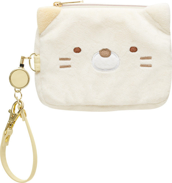 すみっコぐらしコレクション「ぬいぐるみリール付パスケース ねこ」（C）2025 SAN-X CO., LTD. ALL RIGHTS RESERVED.