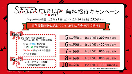 「BATON=RELAY 1st LIVE “Start me up 2020″」3月に開催決定、伊波杏樹・井澤美香子・楠木ともりもゲスト出演