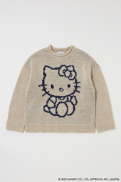 HELLO KITTY×MOUSSY「HELLO KITTY CHUNKY SWEATER　IVORY」（C）25 SANRIO CO., LTD. APPR. NO. L662956