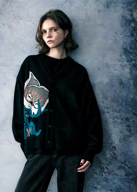 猫草｜ウォッシャブルジャカードニットカーディガン