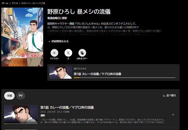 「野原ひろし 昼メシの流儀」声優・放送＆配信サービス・主題歌【まとめ】