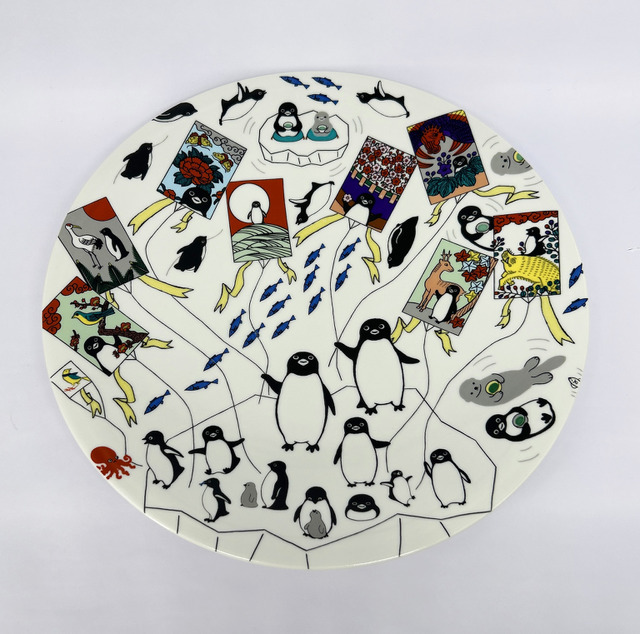 一点もの九谷焼コラボ作品　大皿「冬を楽しむ」