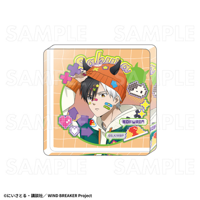 TVアニメ『WIND BREAKER』「でびデコパーカー」ミニアクリルブロック【桜 遥】（C）にいさとる・講談社／WIND BREAKER Project