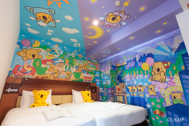 壁やカーテン、天井までコアラ尽くしのコアラのマーチルーム