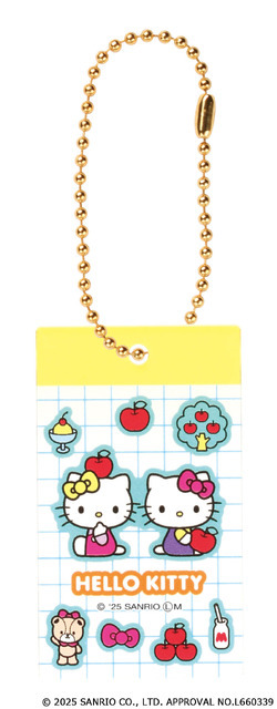 「ハローキティ シール風アクリルキーチェーン」りんご