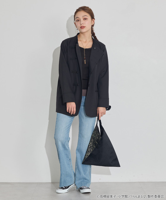 TVアニメ『らんま1/2』× earth music＆ecology Japan Label「チャイナシャツジャケット」ブラック　着用イメージ（C）高橋留美子・小学館/「らんま1/2」製作委員会