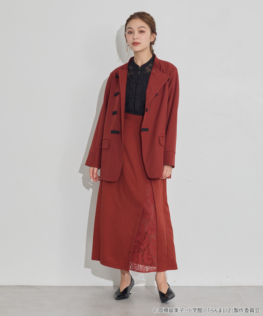 TVアニメ『らんま1/2』× earth music＆ecology Japan Label「チャイナシャツジャケット」ボルドー　着用イメージ（C）高橋留美子・小学館/「らんま1/2」製作委員会