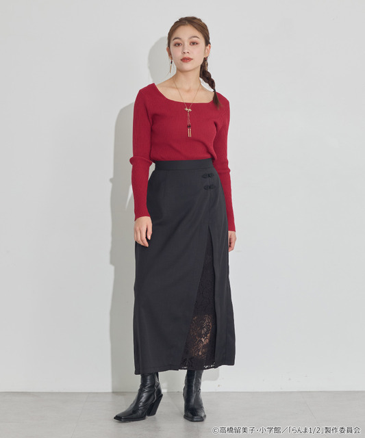 TVアニメ『らんま1/2』× earth music＆ecology Japan Label「チャイナスカート」ブラック　着用イメージ（C）高橋留美子・小学館/「らんま1/2」製作委員会