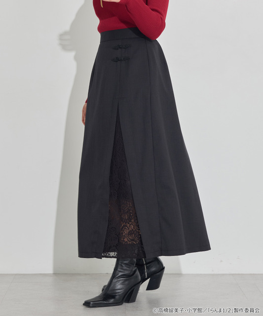 TVアニメ『らんま1/2』× earth music＆ecology Japan Label「チャイナスカート」ブラック　着用イメージ（C）高橋留美子・小学館/「らんま1/2」製作委員会