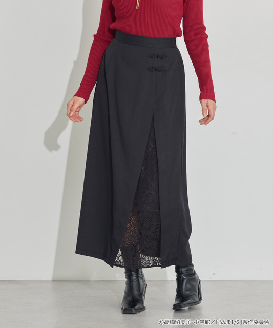 TVアニメ『らんま1/2』× earth music＆ecology Japan Label「チャイナスカート」ブラック　着用イメージ（C）高橋留美子・小学館/「らんま1/2」製作委員会