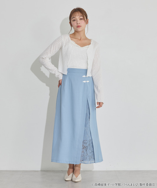 TVアニメ『らんま1/2』× earth music＆ecology Japan Label「チャイナスカート」ライトブルー　着用イメージ（C）高橋留美子・小学館/「らんま1/2」製作委員会