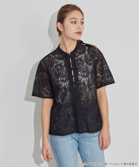 TVアニメ『らんま1/2』× earth music＆ecology Japan Label「チャイナレースシャツ」ブラック　着用イメージ（C）高橋留美子・小学館/「らんま1/2」製作委員会