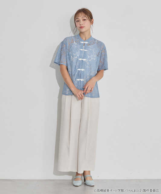 TVアニメ『らんま1/2』× earth music＆ecology Japan Label「チャイナレースシャツ」ライトブルー　着用イメージ（C）高橋留美子・小学館/「らんま1/2」製作委員会