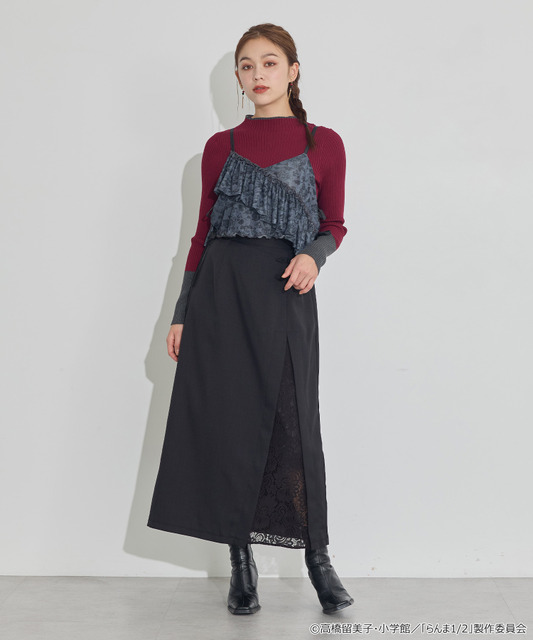 TVアニメ『らんま1/2』× earth music＆ecology Japan Label「シアービスチェ」ブラック　着用イメージ（C）高橋留美子・小学館/「らんま1/2」製作委員会